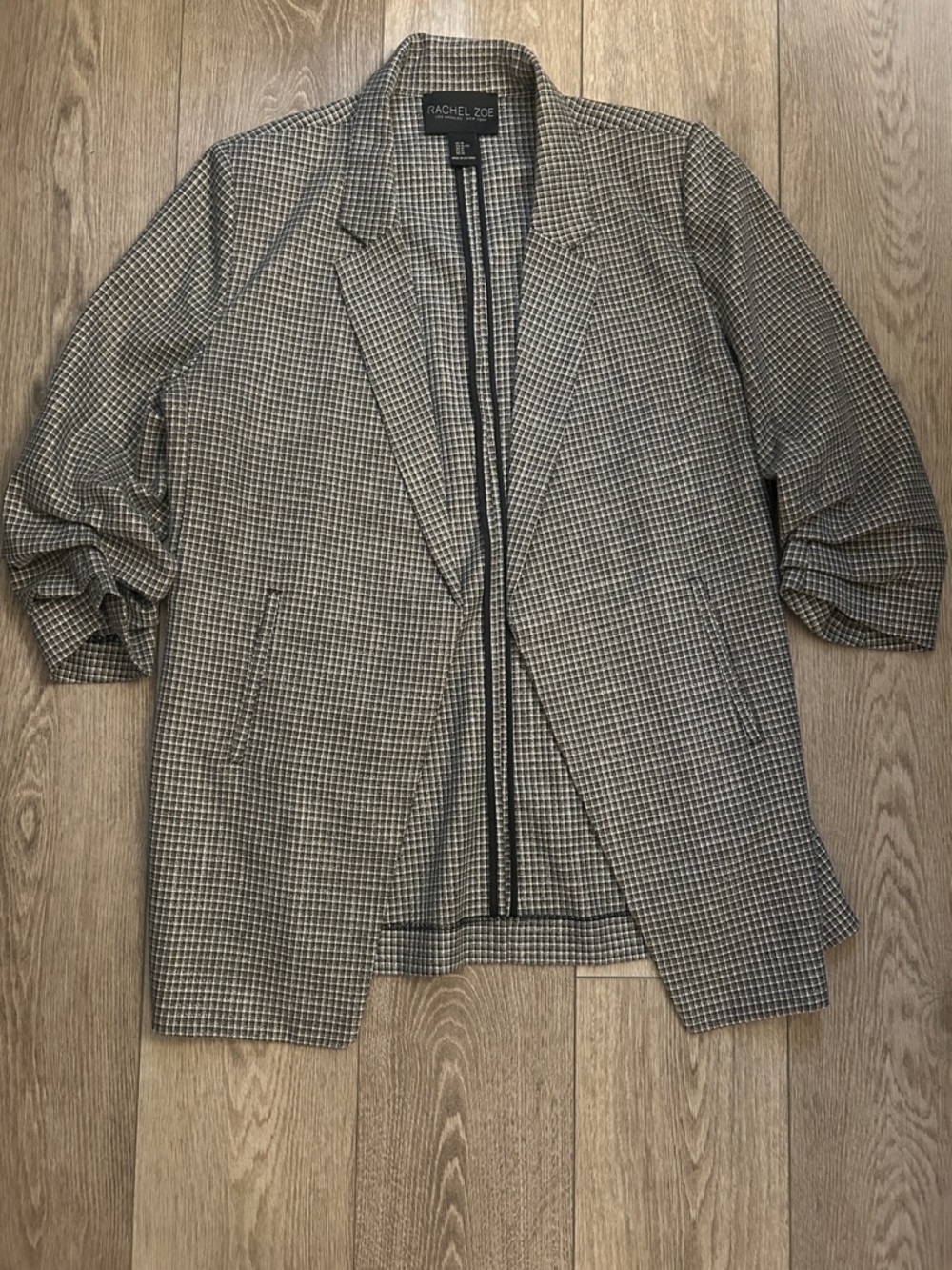 Rachel Zoe Monochrome Houndstooth Open-Front Blazer